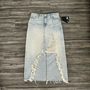 7 For All Mankind Light Blue Denim Jean Skirt Sz 28 new distressed